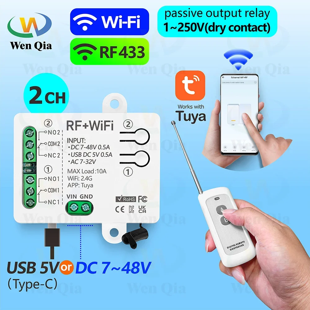 Universal Remote Smart Home - 2-kanałowy inteligentny włącznik światła Tuya, moduł
